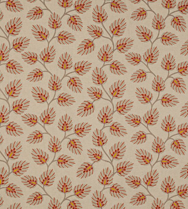 Peacock Leaf Fabric in Terracotta by Jane Churchill Jane Clayton
