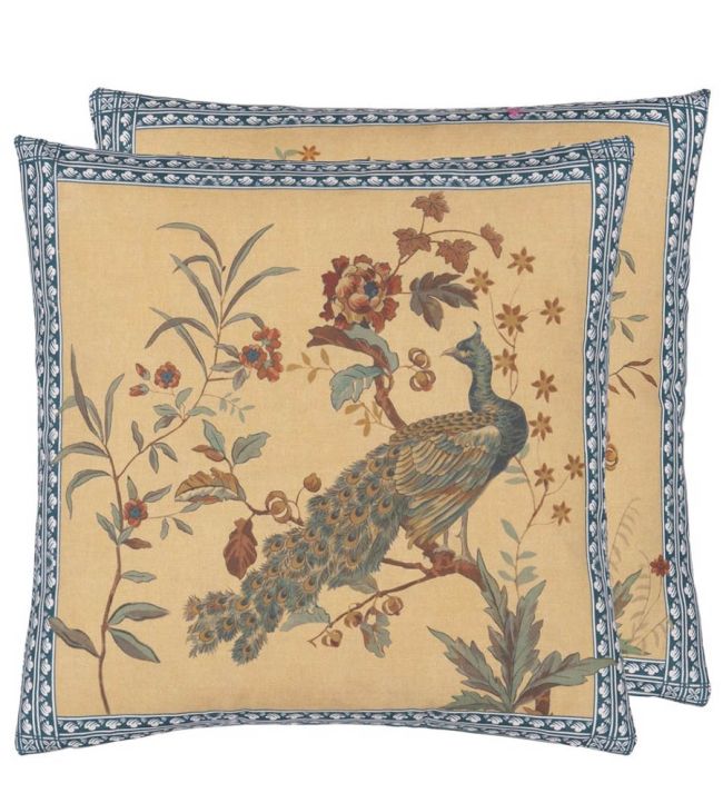 Peacock Toile Cushion 50 x 50cm by Designers Guild Sepia