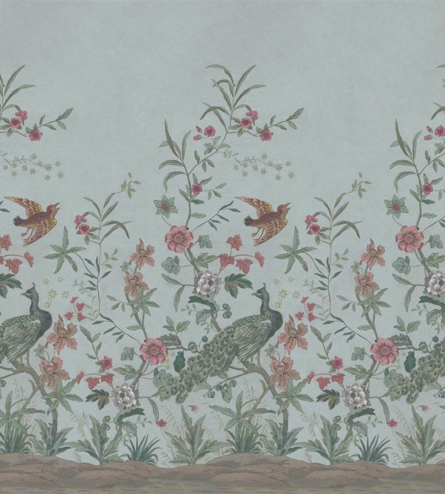 Peacock Toile Scene 1 Mural by Designers Guild Sky Blue