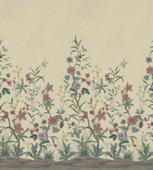 Peacock Toile Scene 2 Mural by Designers Guild Parchment