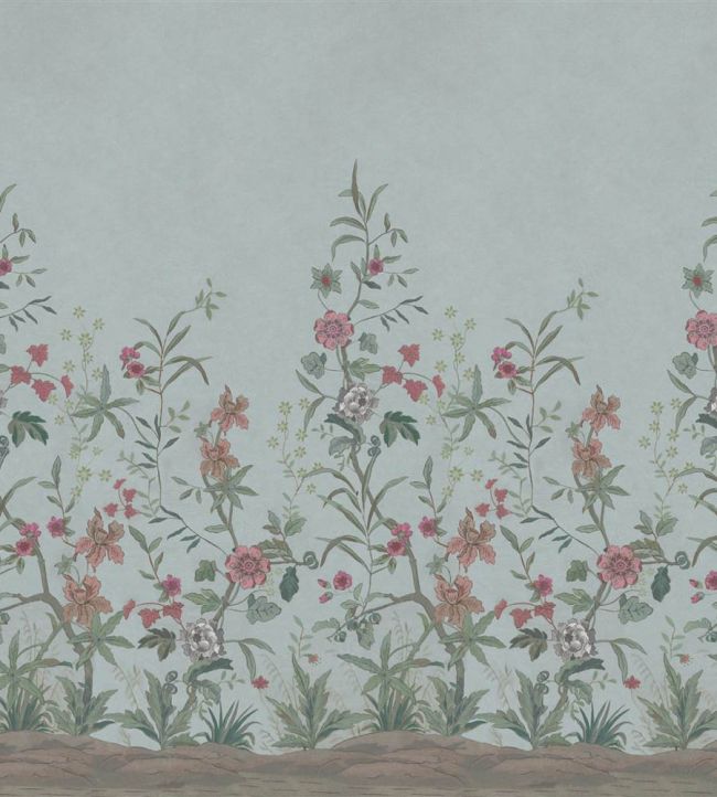 Peacock Toile Scene 2 Mural by Designers Guild Sky Blue