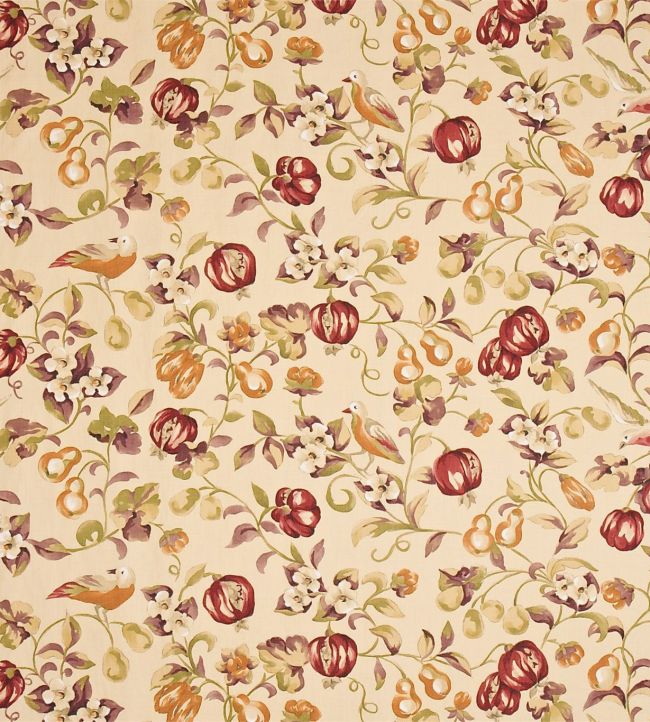 Pear & Pomegranate Fabric by Sanderson Mandarin/Damson