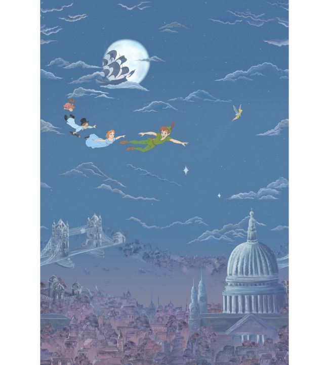 Peter Pan Wallpaper mural in Evening Blue by Sanderson Jane Clayton
