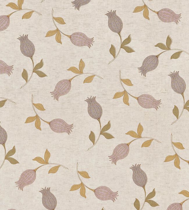 Petite Tulipe Fabric by Vanderhurd Lavendar & Lilac/Champignon