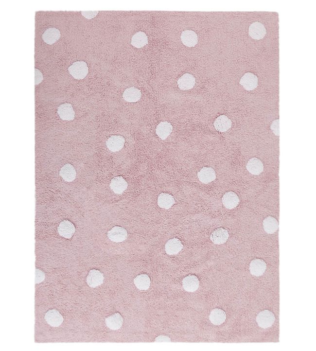 C-00081-Polka Dots-Rugs-Pink-White Pink-White