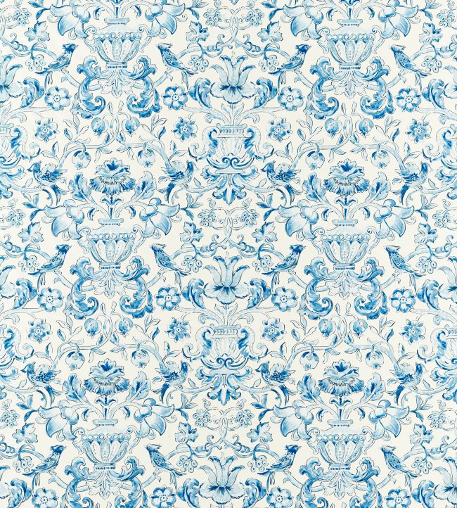 Pompadour Print Fabric in Indigo by Zoffany Jane Clayton
