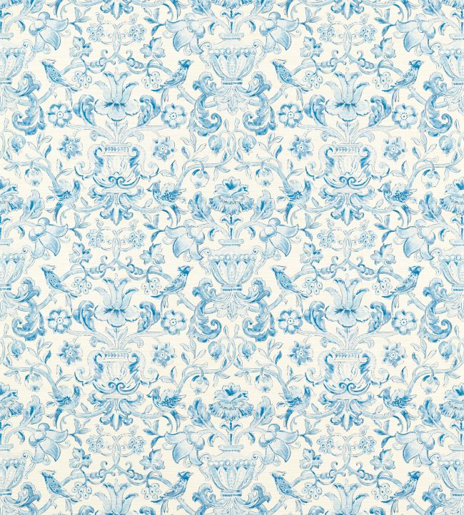Pompadour Print Wallpaper in Indigo by Zoffany | Jane Clayton