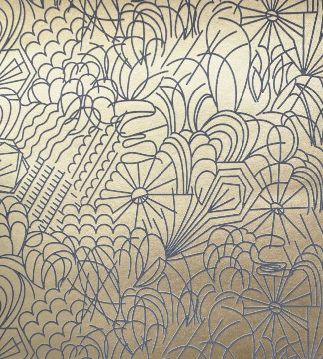 Pop Lustre Wallpaper by Erica Wakerly Grey Flock/Gold Lustre