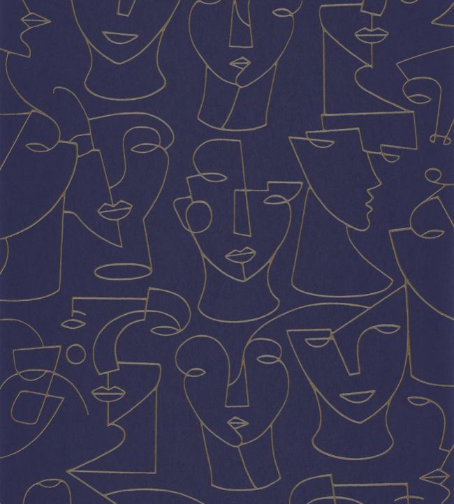 Portrait Wallpaper by Casadeco Bleu / Beige