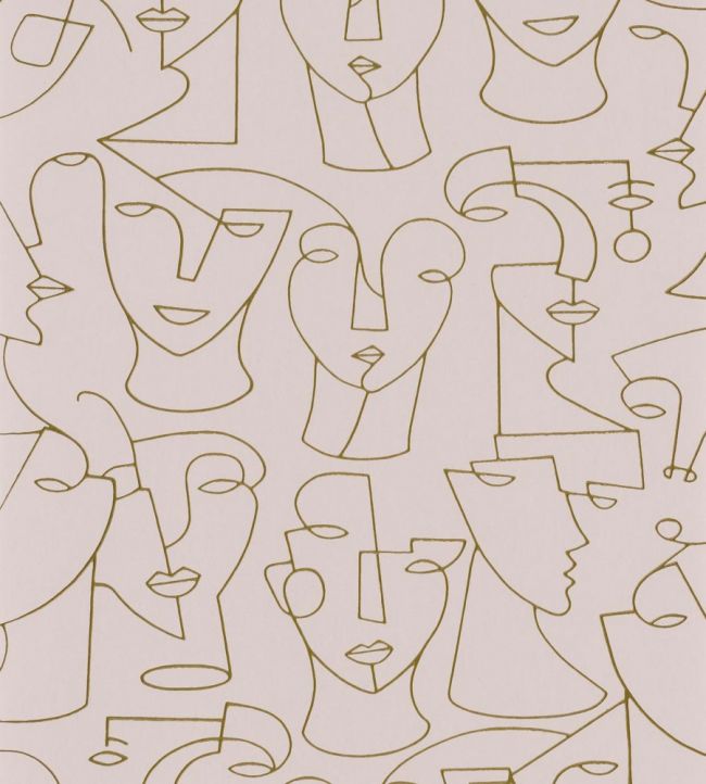 Portrait Wallpaper by Casadeco Camel / Rose