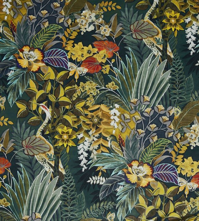 Hidden Paradise Fabric by Prestigious Textiles Emerald