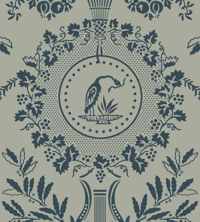 Purnon Wallpaper in Pigeon Hague Blue by Farrow Ball Jane