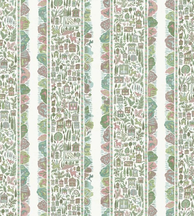 Ravi Ribbon Fabric by Lewis & Wood Pistachio Rose