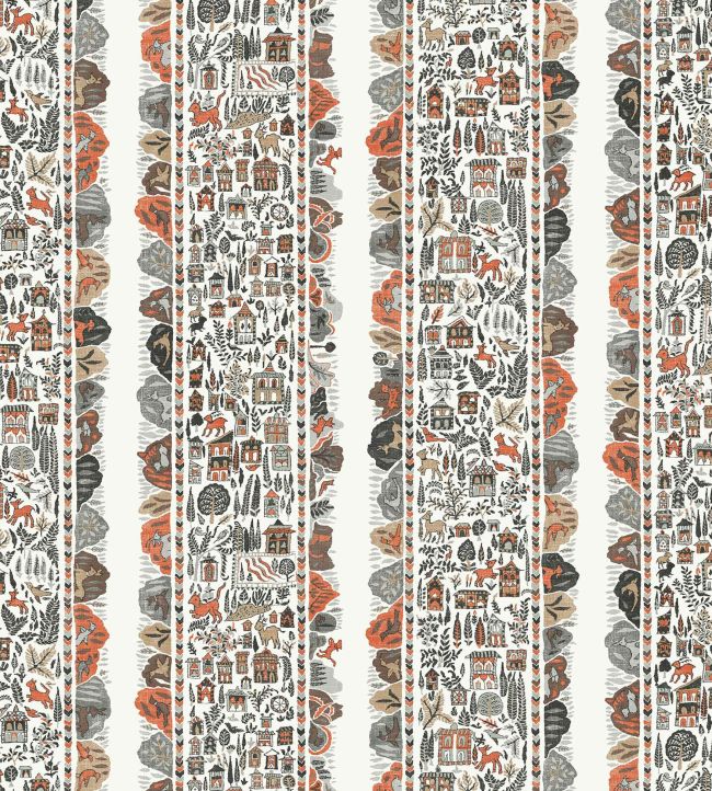 Ravi Ribbon Fabric by Lewis & Wood Satsuma Soot