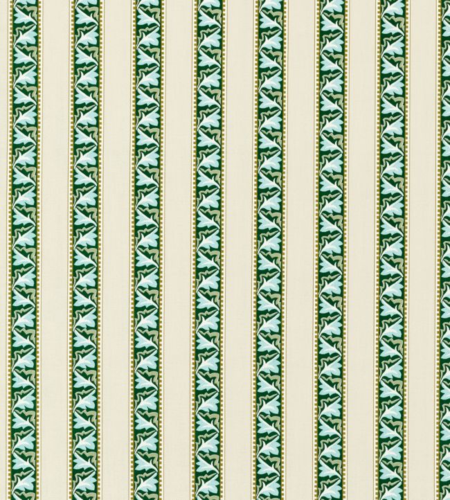 Red Car Stripe Fabric by Morris & Co Forest/Linen