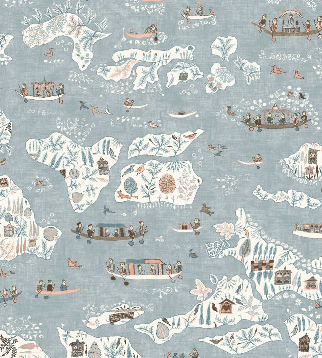 Regatta Fabric by Lewis & Wood Blue Almond