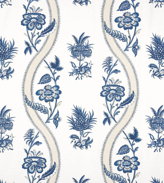 Ribbon Floral Fabric by Thibaut Blue and White