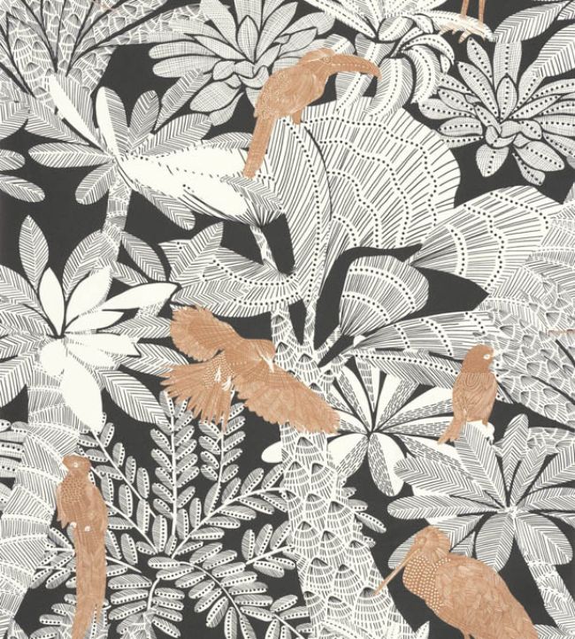Riviera Wallpaper by Caselio Noir Cuivre
