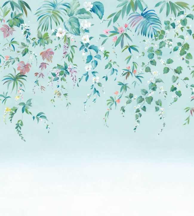 Ronde Vegetale Mural by Casadeco Bleu Ciel