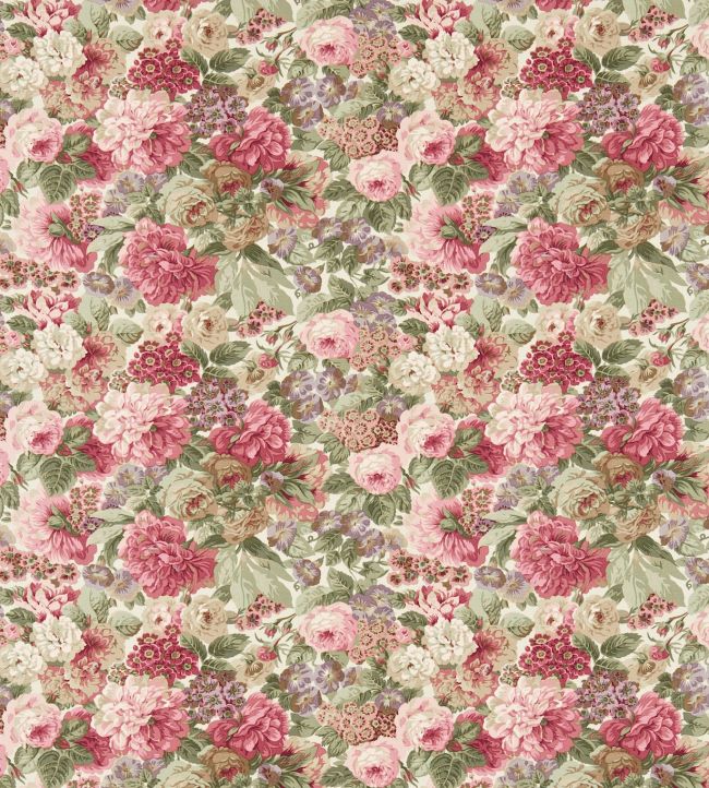 Rose and Peony Fabric in Pink by Sanderson Jane Clayton