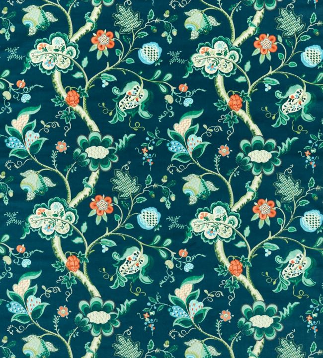 Roslyn Velvet Fabric by Sanderson Eucalyptus/Rowan Berry
