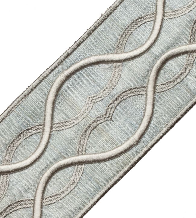 Comet Embroidered Border Trimming by Samuel & Sons Titanium