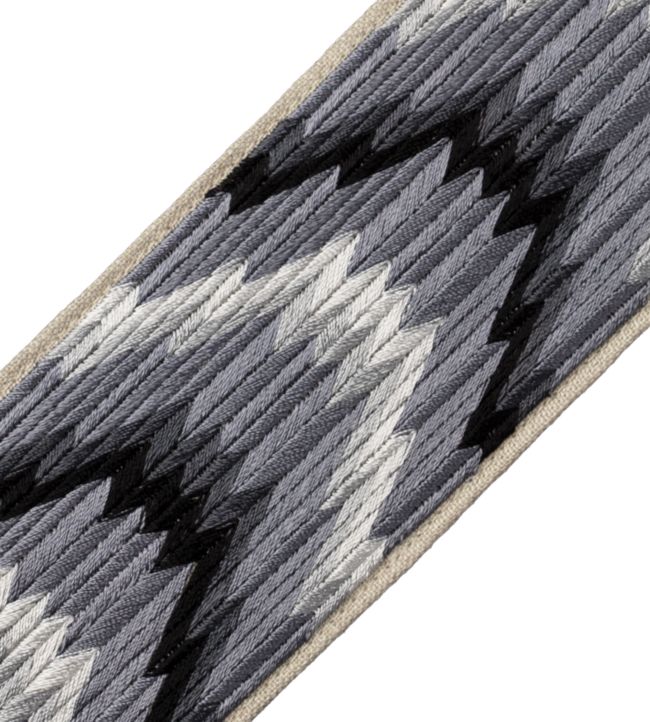 Flame Embroidered Border Trimming by Samuel & Sons Obsidian