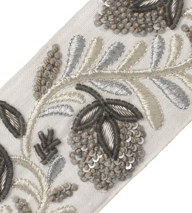 Solstice Embroidered Border Trimming by Samuel & Sons Titanium
