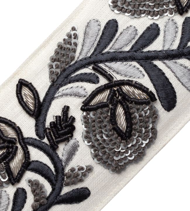 Solstice Embroidered Border Trimming by Samuel & Sons Obsidian