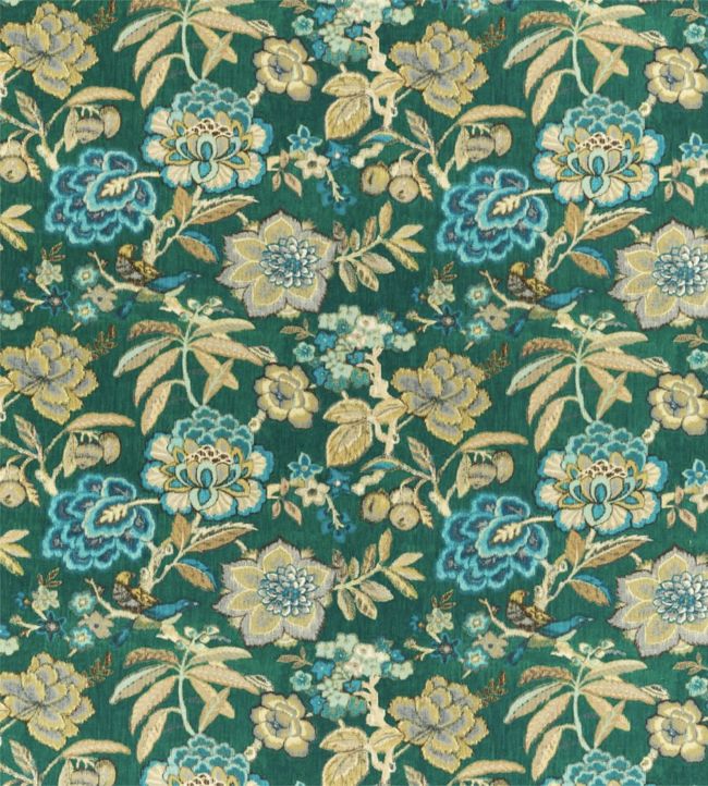 Indra Flower Fabric by Sanderson Emerald