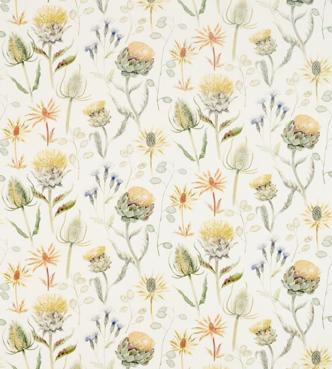Thistle Garden Fabric by Sanderson Ochre/Olive
