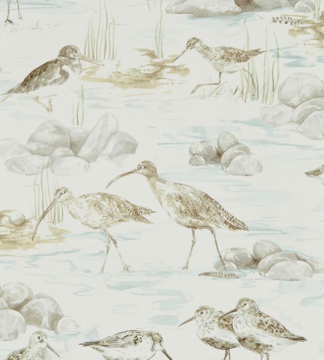 Estuary Birds Wallpaper by Sanderson Mist/Ivory