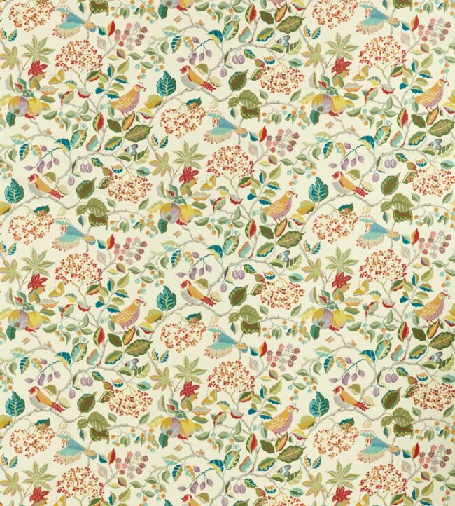 Birds And Berries Fabric by Sanderson Rowan Berry