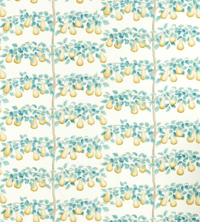 Perry Pears Fabric by Sanderson Gold/Aqua