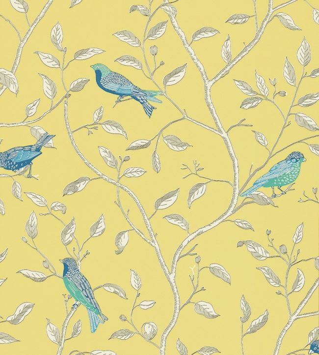 Finches Wallpaper by Sanderson Yellow