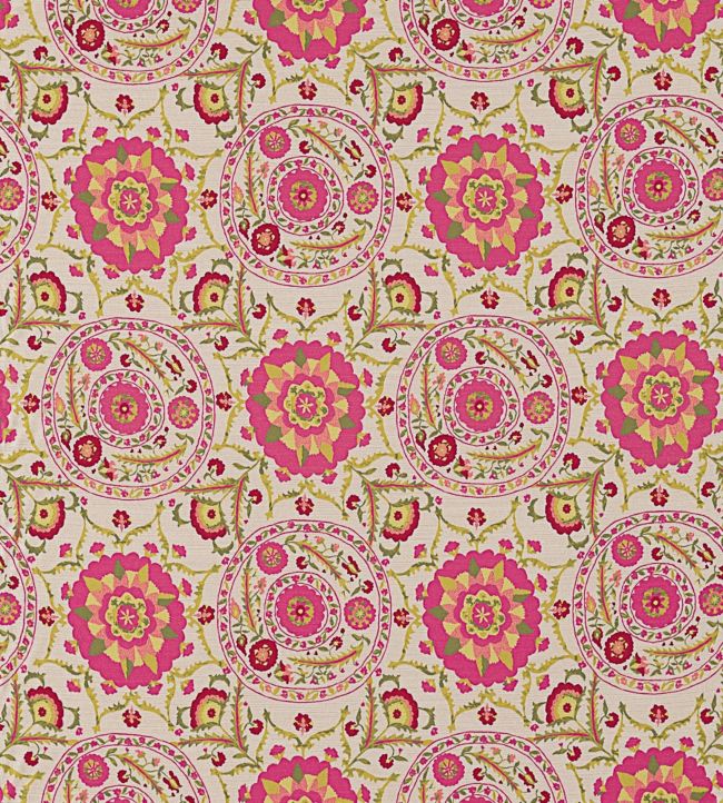 Anthos Fabric by Sanderson in Cerise/Lime Jane Clayton