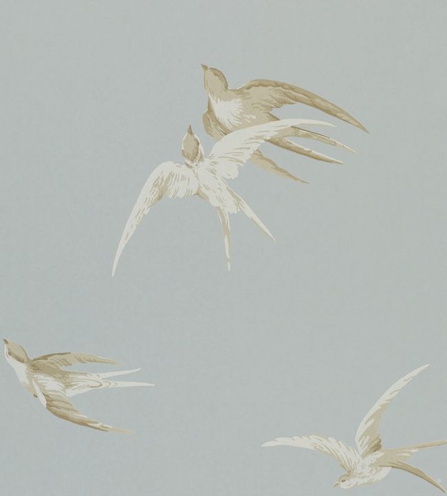 Swallows Wallpaper by Sanderson in Silver | Jane Clayton