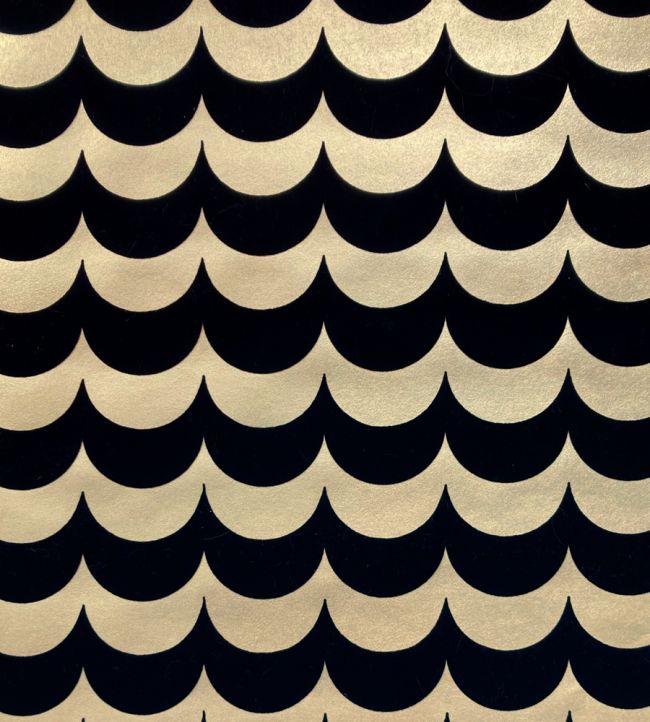 Scoop Lustre Wallpaper by Erica Wakerly Black Flock/Gold Lustre