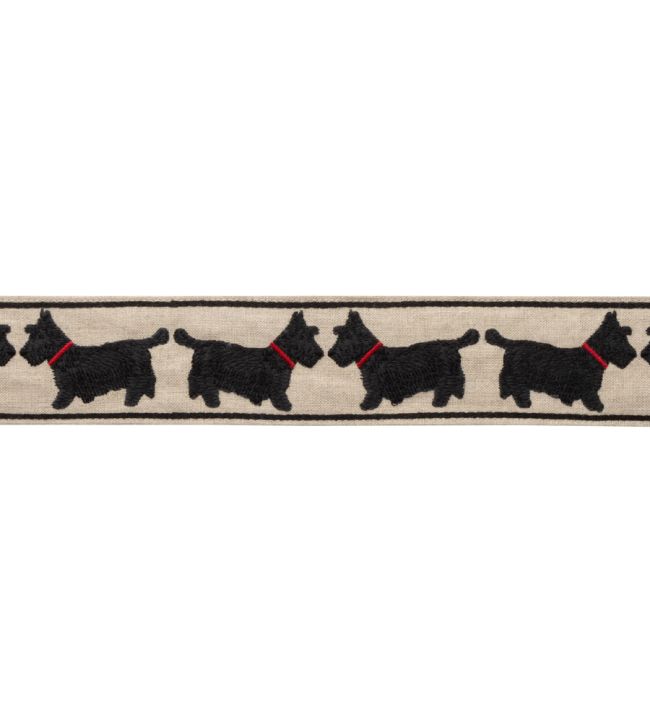 Scottie Embroidered Border Trimming by Samuel & Sons Black