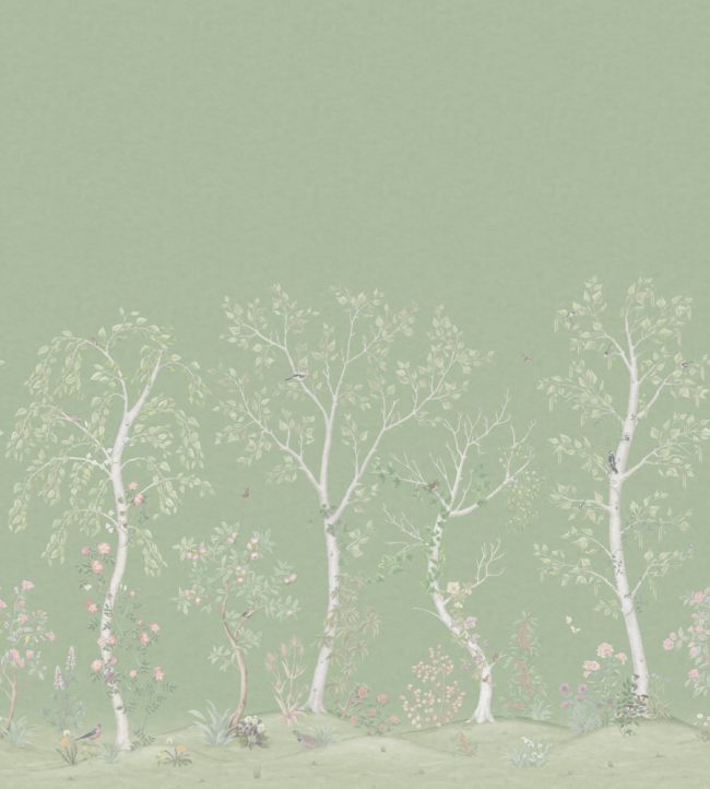 Seasonal Woods Wallpaper Mural in Jade by Cole & Son Jane Clayton