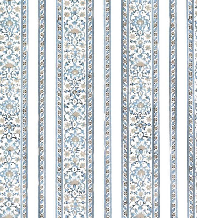 Shawl Stripe Fabric by Titley and Marr Aqua & Beige