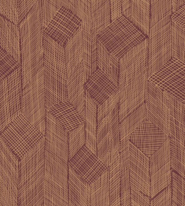 Shibam Wallpaper by Arte Wine Red