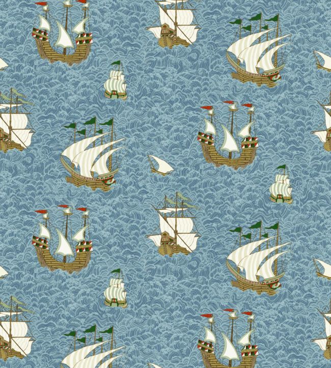 Ships Wallpaper by Josephine Munsey Sea Blue