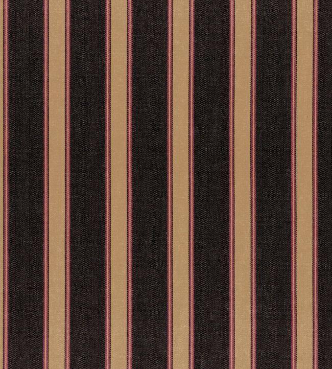 Silhouette Stripe Fabric by Ian Mankin Black/Claret
