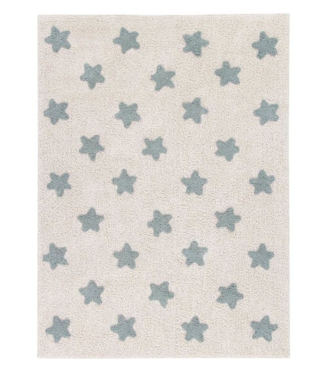 Stars Natural Rug by Lorena Canals Vintage-Blue