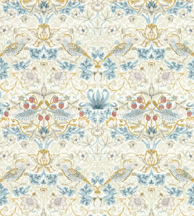 Strawberry Thief Wallpaper by Clarke & Clarke Linen/Plum