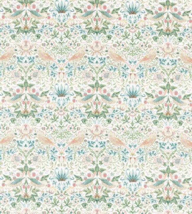 Strawberry Thief Fabric by Morris & Co Cochineal / Willow