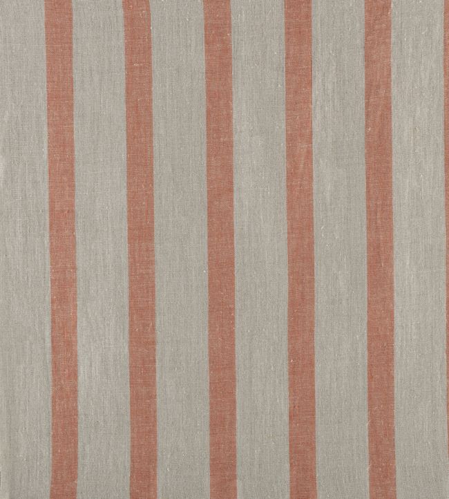 Bold Stripe Linen Fabric by Volga Linen Terracotta / Natural