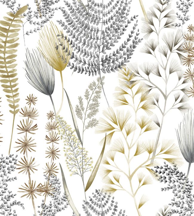 Summer Ferns Wallpaper by Ohpopsi Grey Mustard