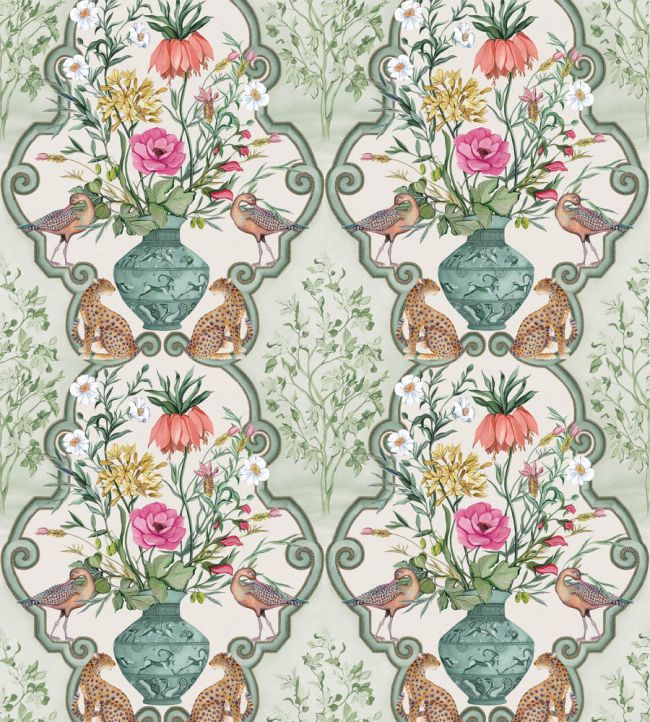 Sundara Wallpaper in Sage/Pink by Osborne & Little | Jane